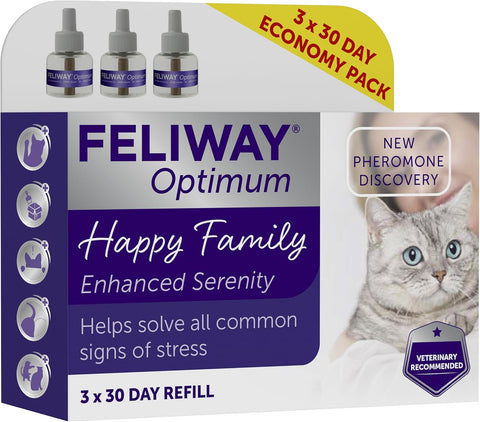 Cat Calming Diffuser Refills — 3×48ml | Stress & Anxiety Relief | 30-Day Each | by Feliway Optimum