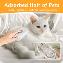 A Rechargeable 3 in 1 Multifunctional Cat Grooming Brush - Self Cleaning Steam Brush for Massage and Pet Hair Removal