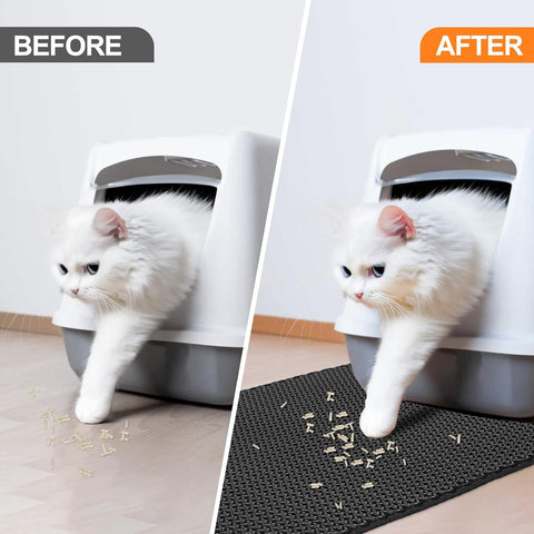 Cat Litter Mat, 60 x 45 cm Big Litter tray Mat, Double Layer Waterproof Cat Litter Mat Litter Trapping Mat