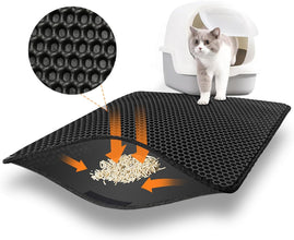 Cat Litter Mat, 60 x 45 cm Big Litter tray Mat, Double Layer Waterproof Cat Litter Mat Litter Trapping Mat