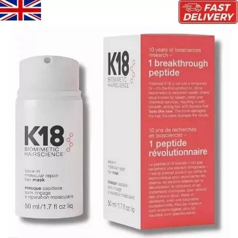 K18 Leave-In Molecular Repair Hair Mask — 50ml | 4-Minute Treatment for Damaged Hair